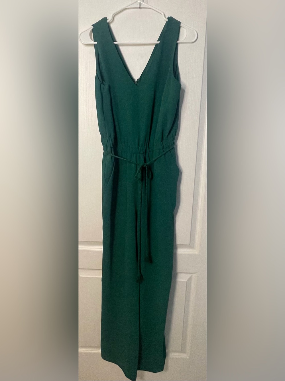 Ann Taylor Forest Green Sleeveless V-Neck Jumpsuit